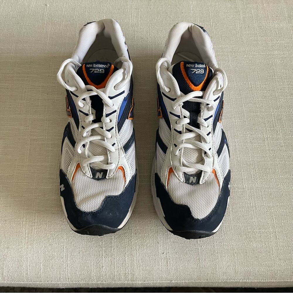 New Balance 729 Women’s White, Black, and Orange Athletic Shoes